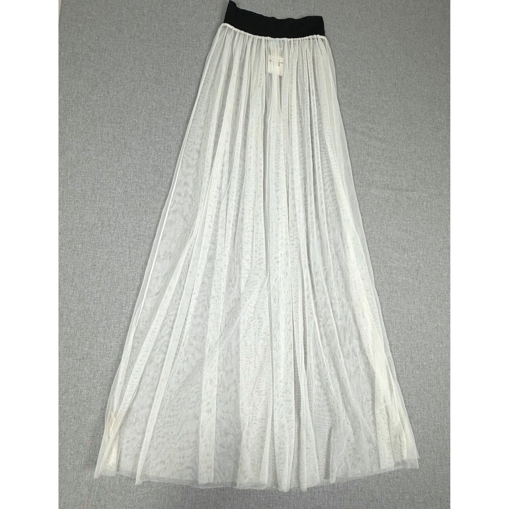 Free People Intimately White Sheer Mesh Maxi Skirt XS Boho Tulle Overlay NWT